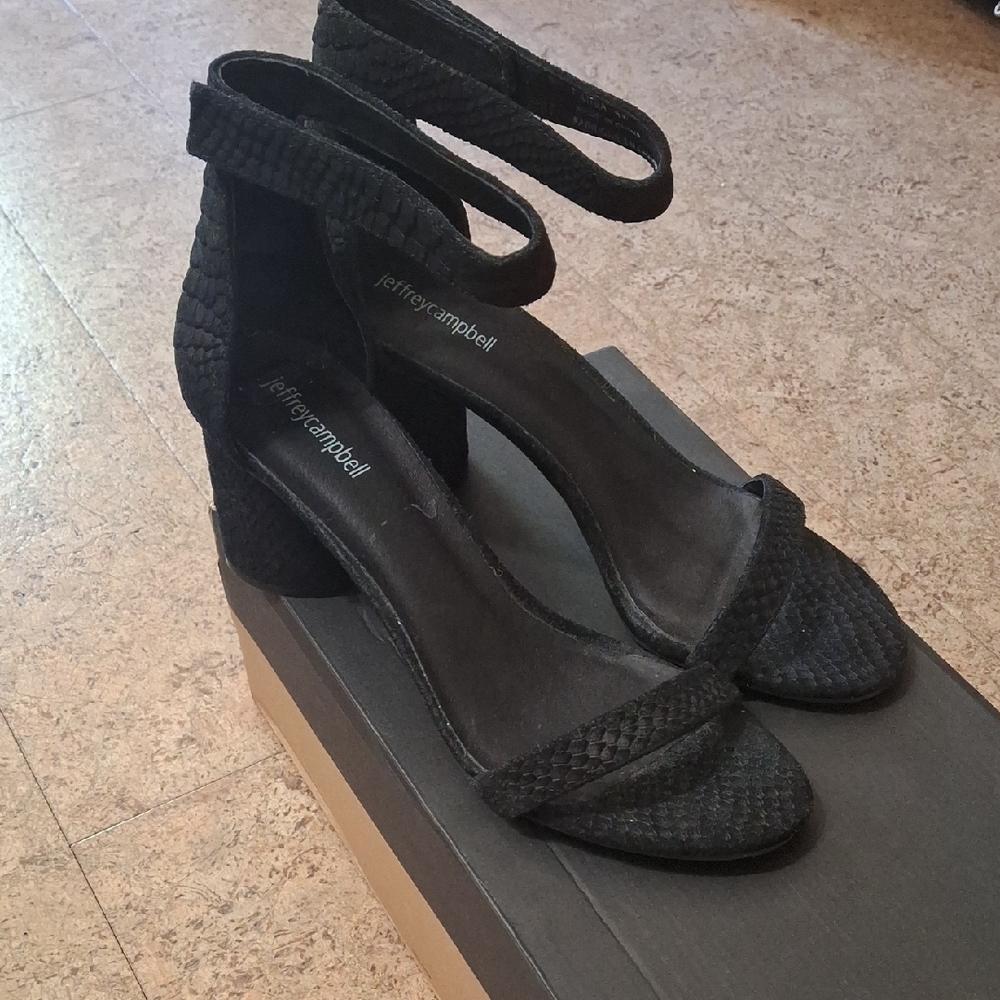 Jeffrey Campbell Black Snakeskin Women's Sandals Sz 11
